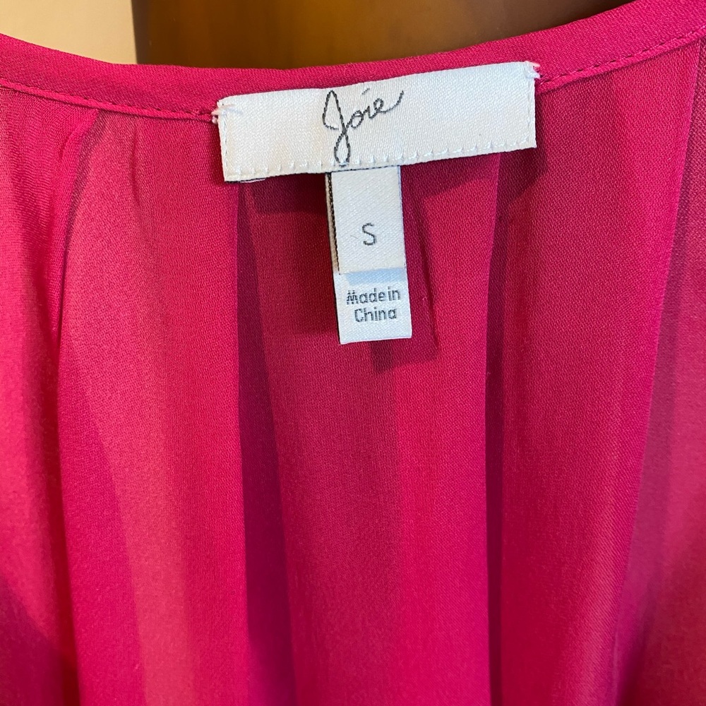 JOIE 100% silk fuchsia blouse size Small - Picture 4 of 10
